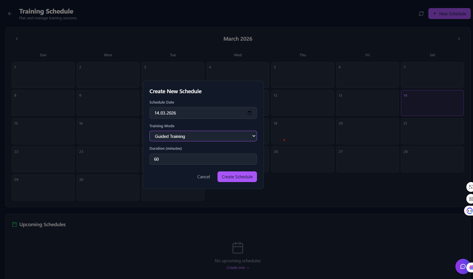Training Schedule